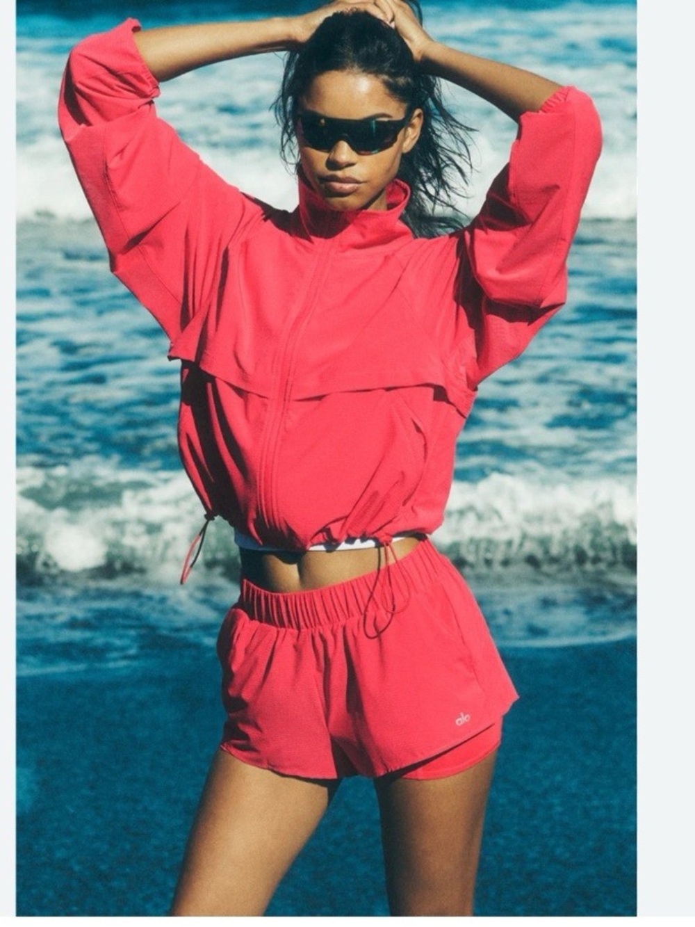 ALO Yoga Coral-Red Athletic Running Shorts with Liner